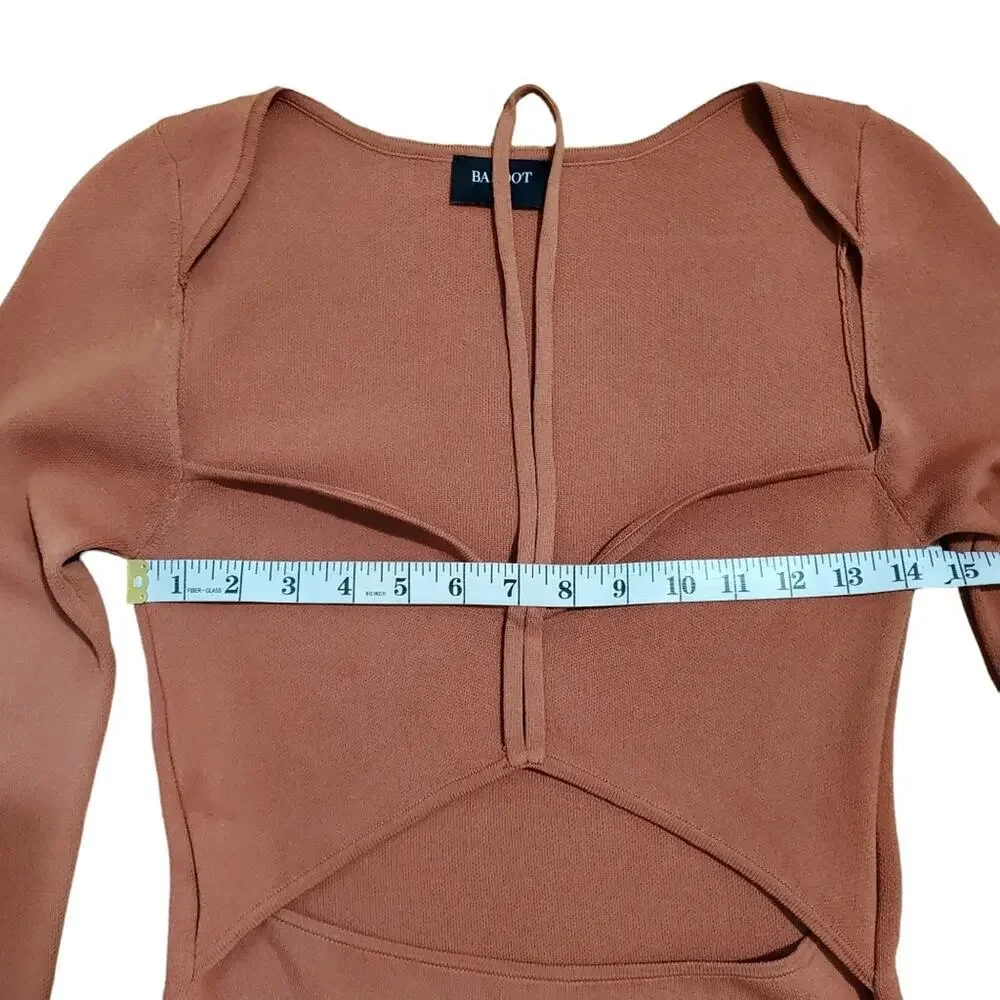 REVOLVE Bardot Maxwell Knit Top cot cutout long sleeve in Copper size L